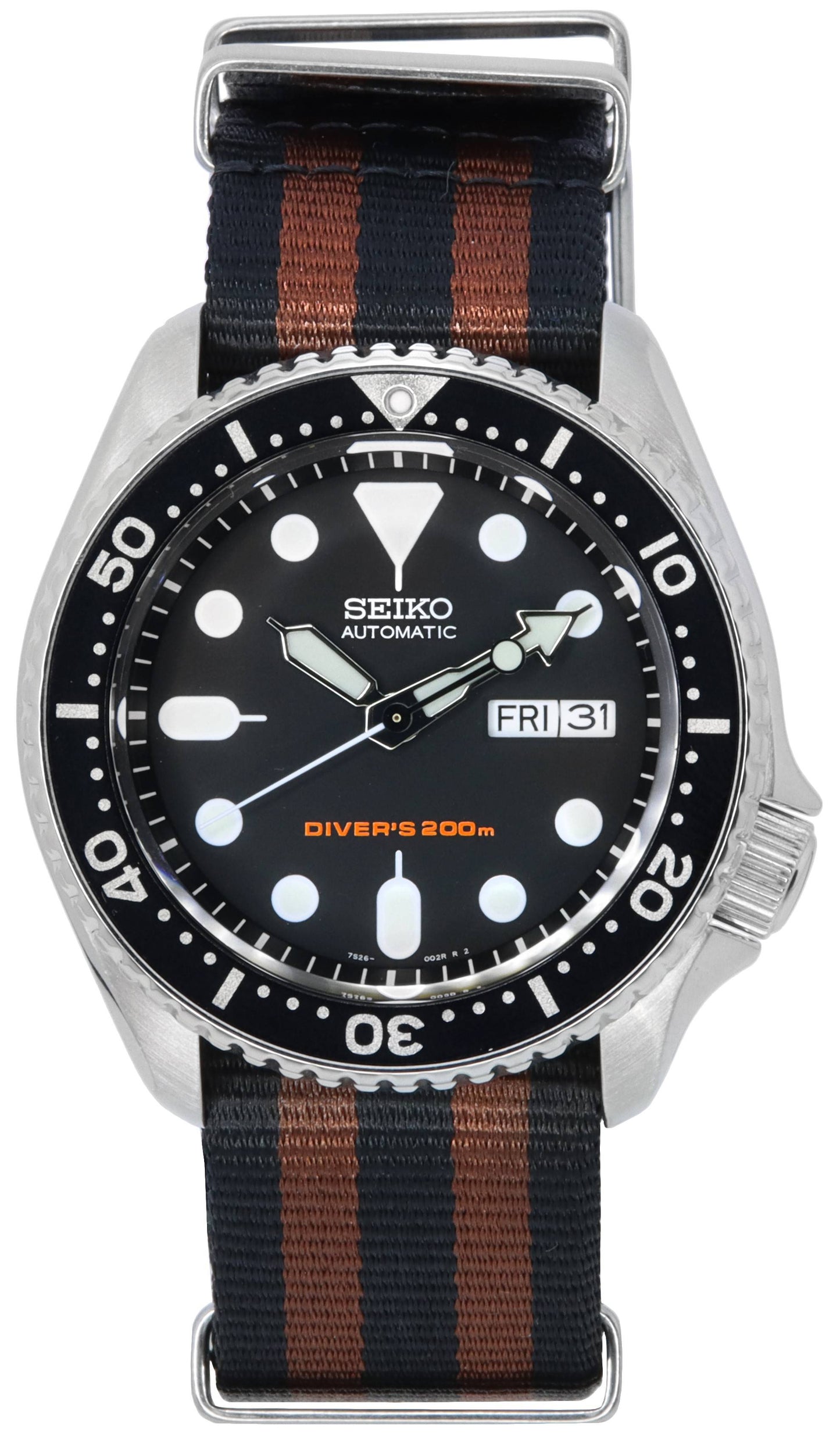 Seiko Black Dial Automatic Diver's SKX007K1-var-NATO22 200M Men's Watch