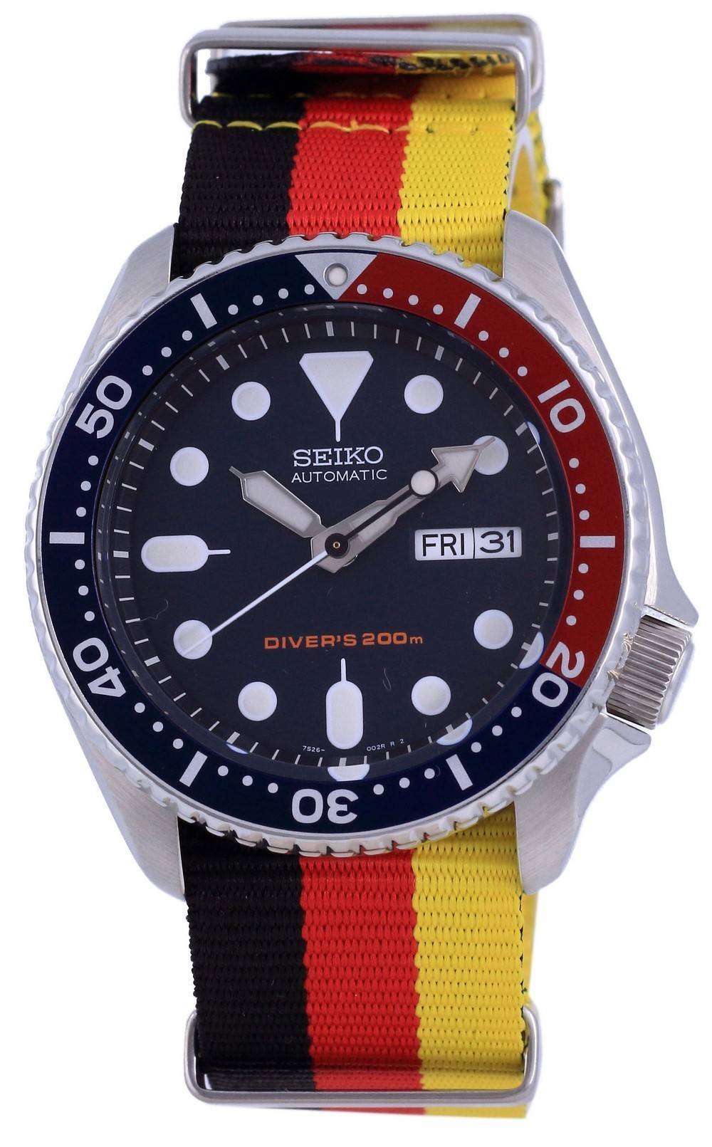 ساعة سيكو اتوماتيك دايفر بوليستر SKX009K1-var-NATO26 200M للرجال