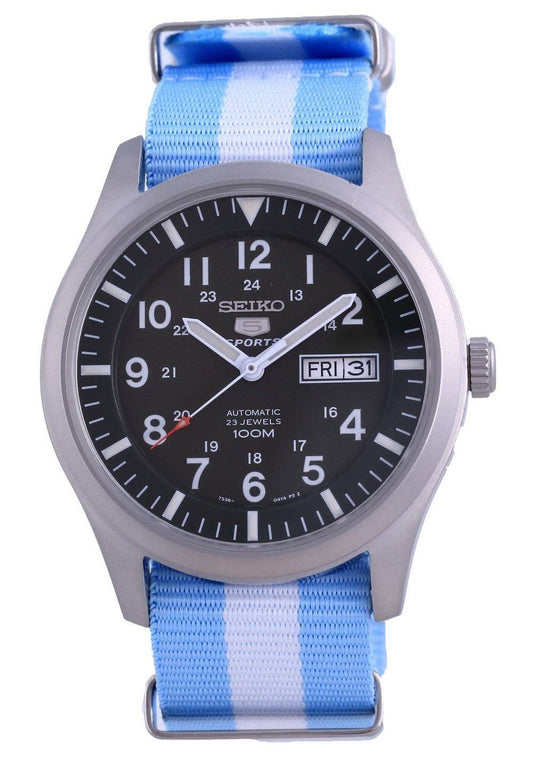 Seiko 5 Sports Military Automatic Polyester SNZG09K1-var-NATO24 100M Men's Watch