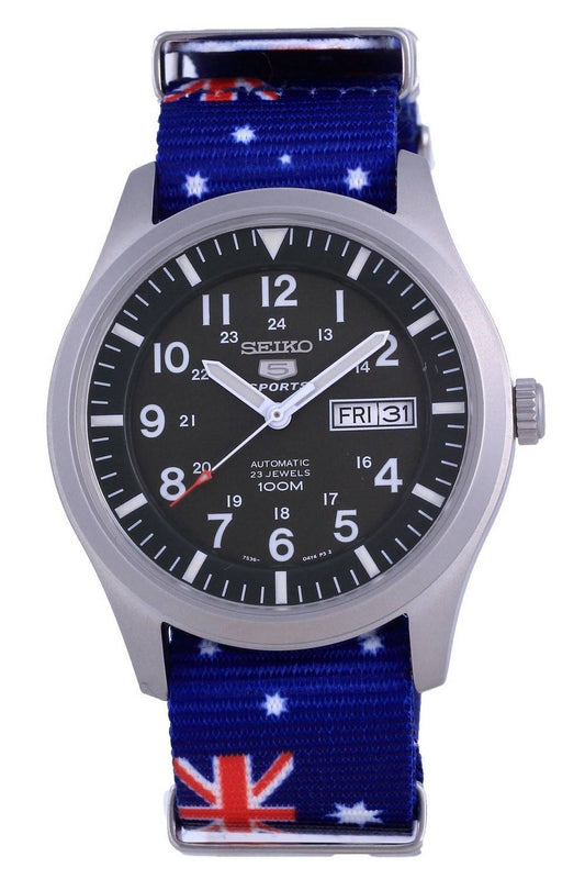 Seiko 5 Sports Military Automatic Polyester SNZG09K1-var-NATO30 100M Men's Watch