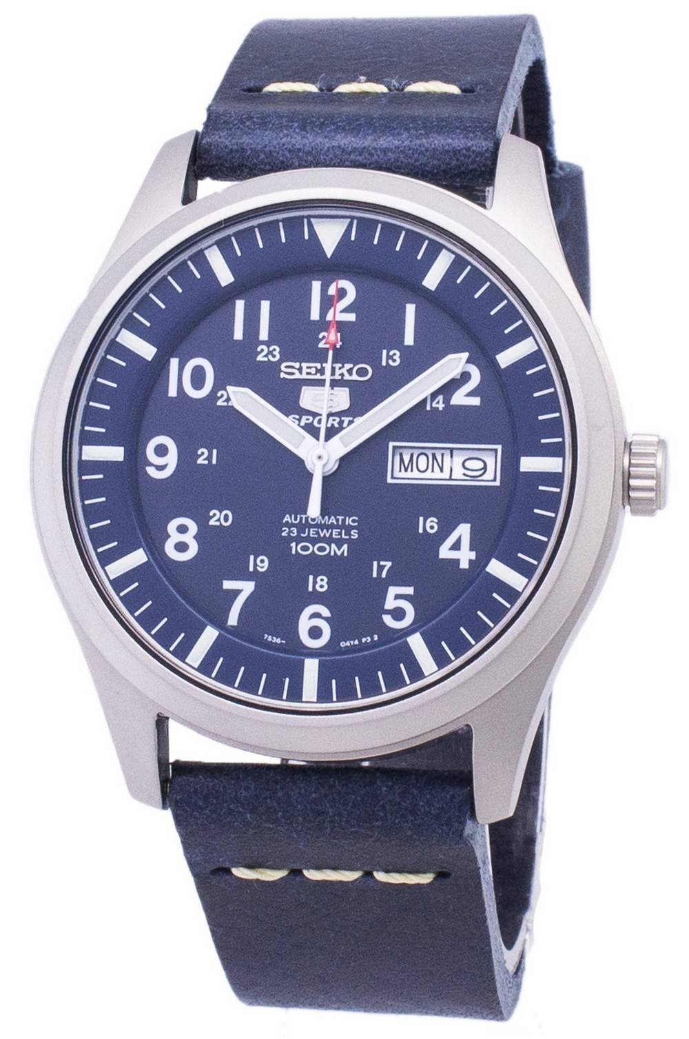 Seiko 5 Sports SNZG11K1-var-LS15 Automatic Dark Blue Leather Strap Men's Watch