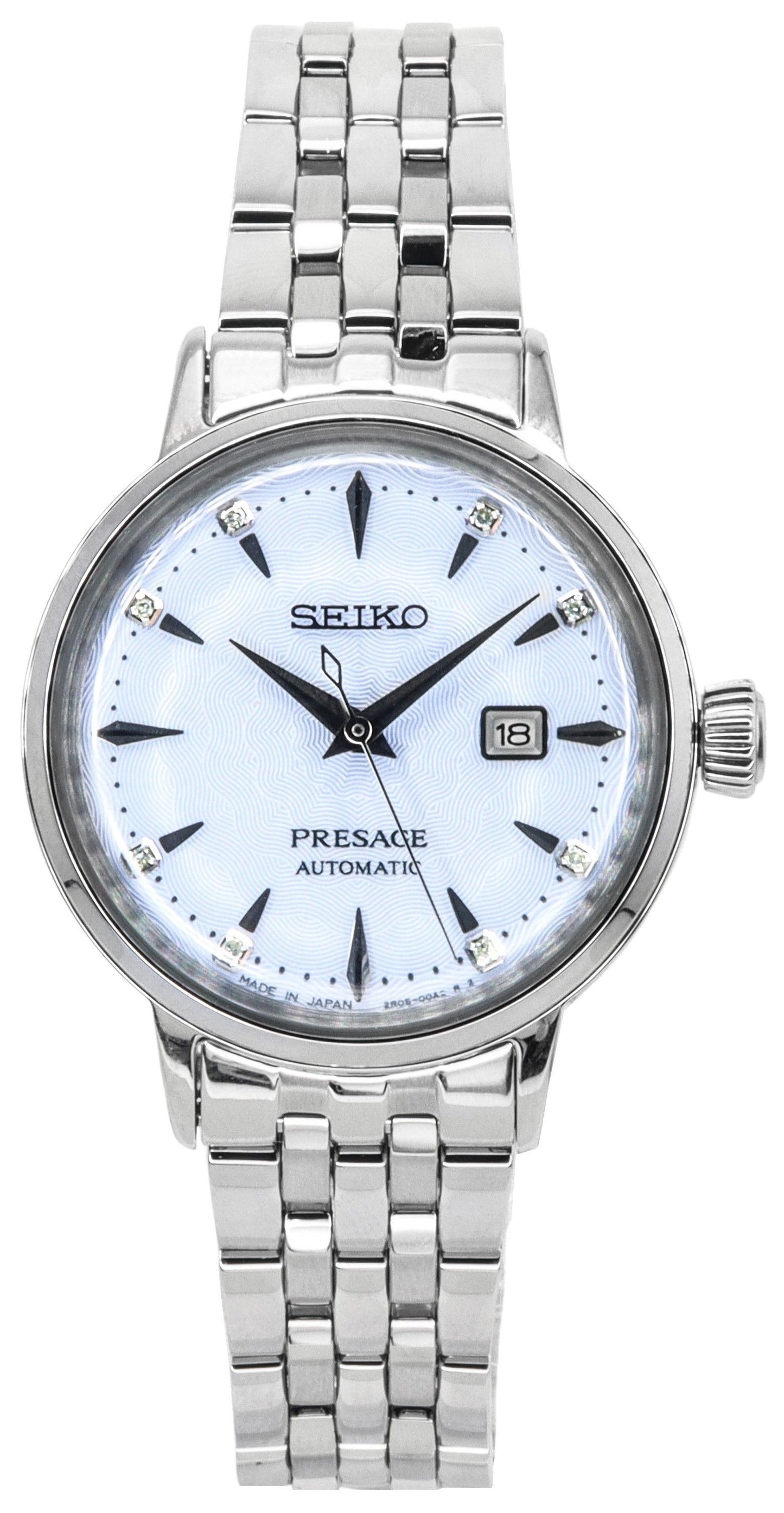 Seiko Presage Cocktail Time Skydiving Diamond Accents Blue Dial Automatic SRE007J1 Women's Watch