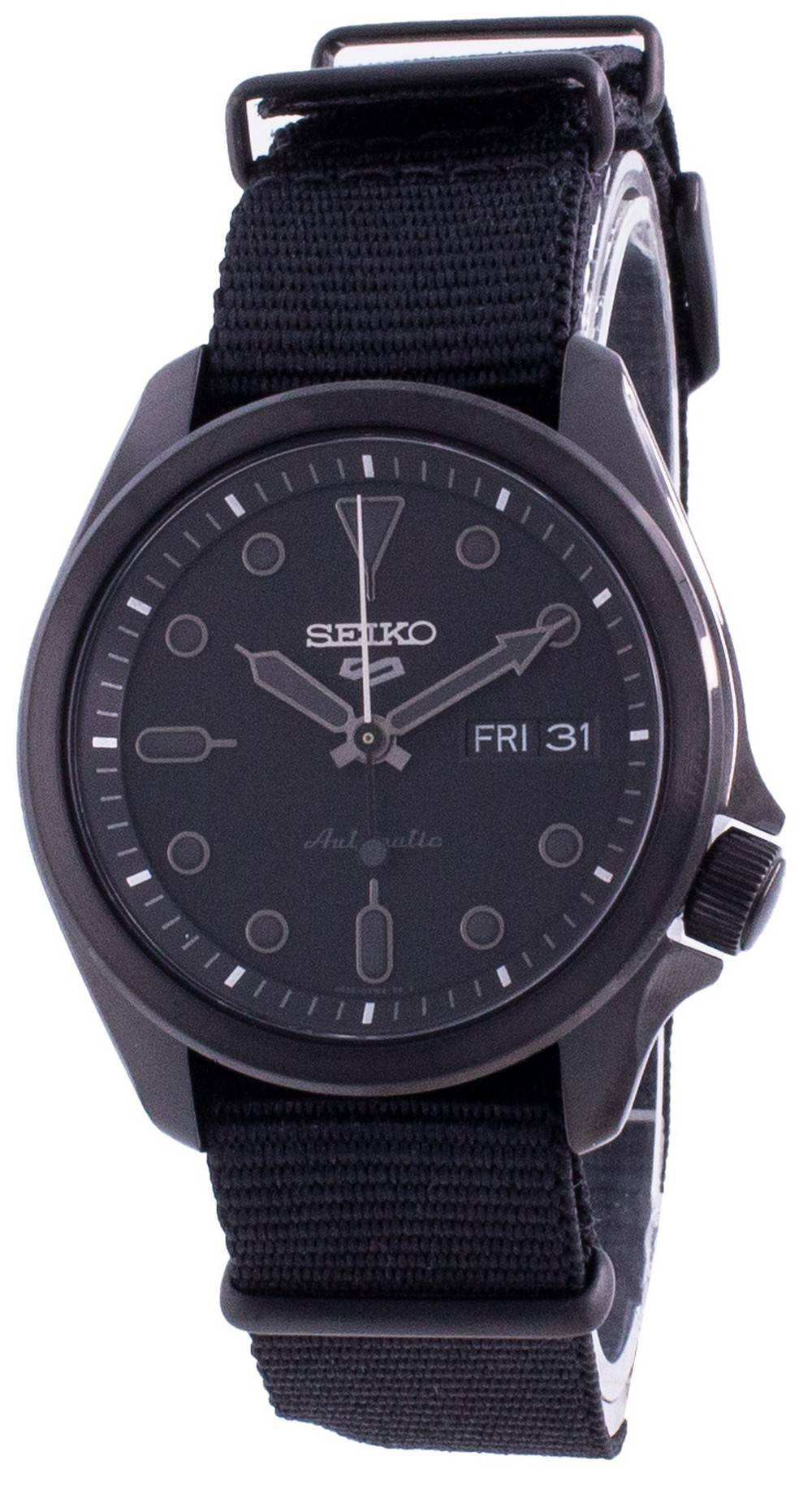 Seiko 5 Sports Black Dial Nylon Strap Automatic SRPE69 SRPE69K1 SRPE69K 100M Men's Watch