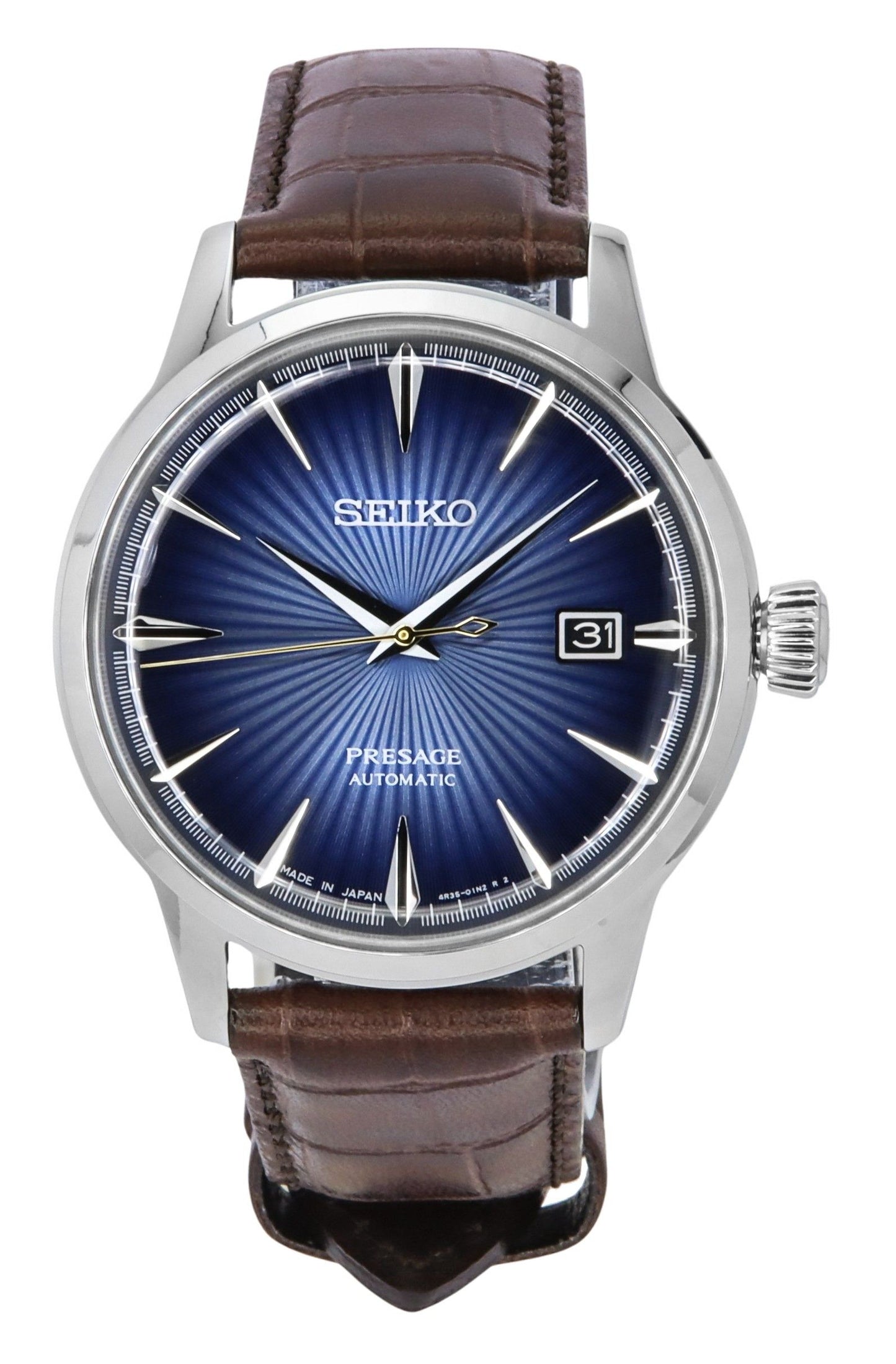 Seiko Presage Cocktail Time Calf Leather Strap Blue Dial Automatic SRPK15J1 Men's Watch