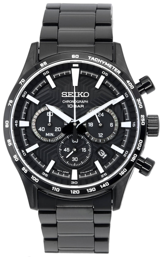 Seiko Urban Sports Chronograph Black Dial Quartz SSB415 SSB415P1 SSB415P 100M Men's Watch