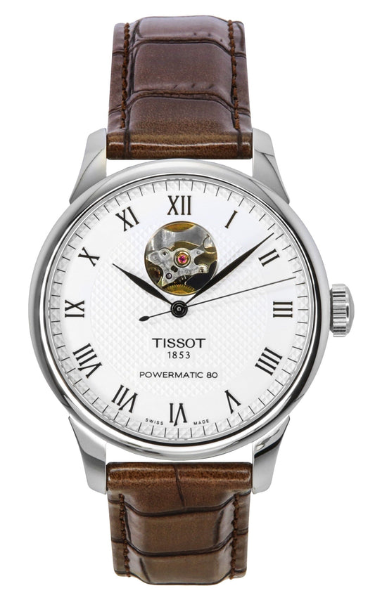Tissot Le Locle Powermatic 80 Leather Strap Open Heart Silver Dial Automatic T006.407.16.033.01 Men's Watch