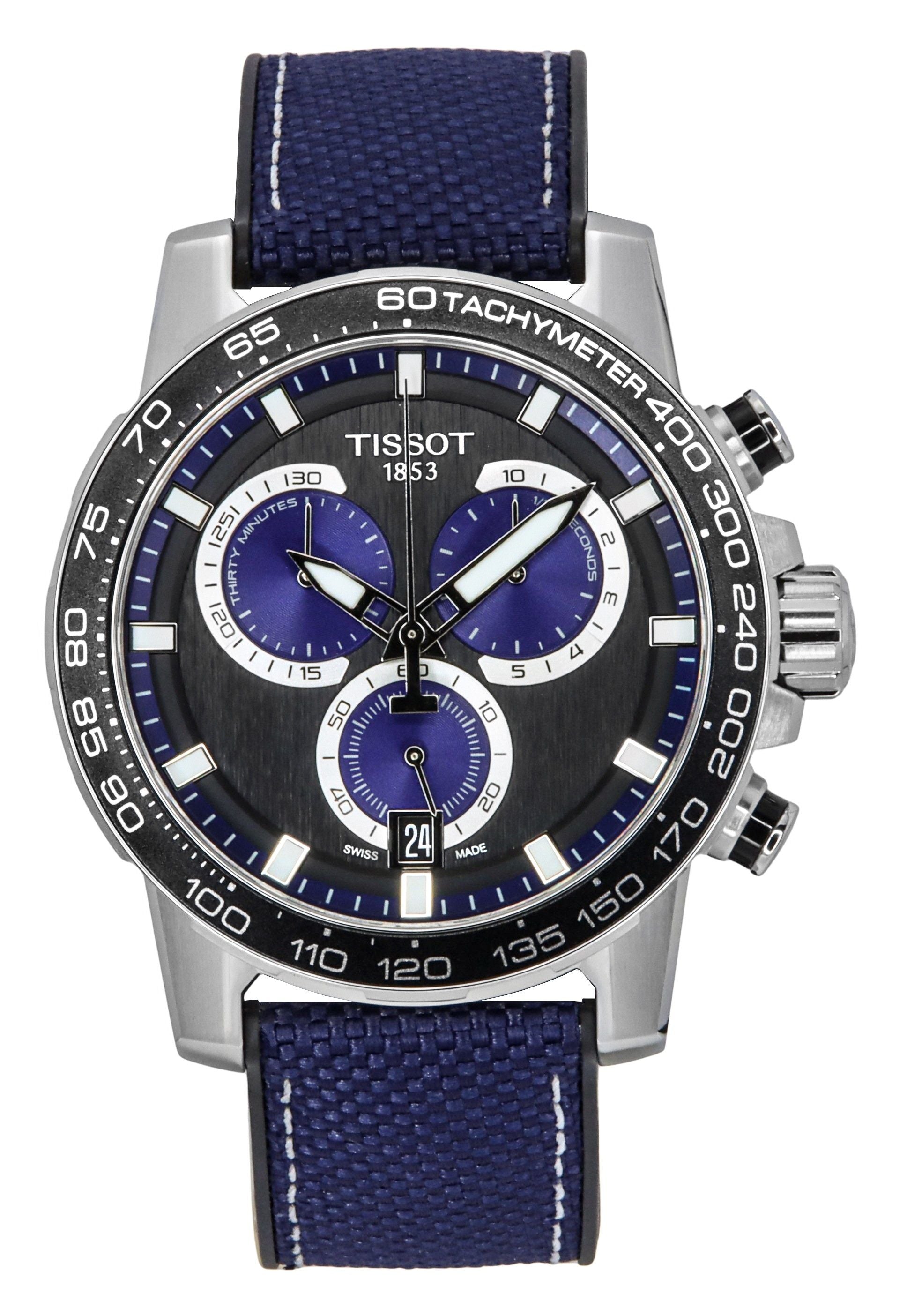 Tissot Supersport Chronograph Textile Strap Black Dial Quartz T125.617.17.051.03 100M Men's Watch
