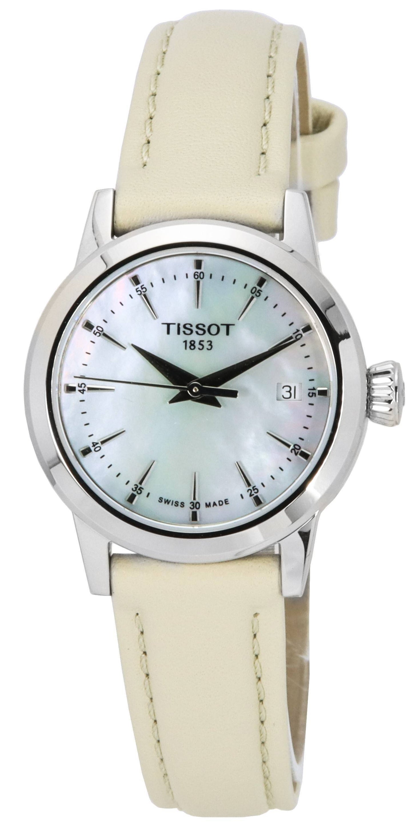 Tissot T-Classic Dream Lady Leather Strap Silver Dial Quartz T129.210.16.111.00 T1292101611100 Women's Watch