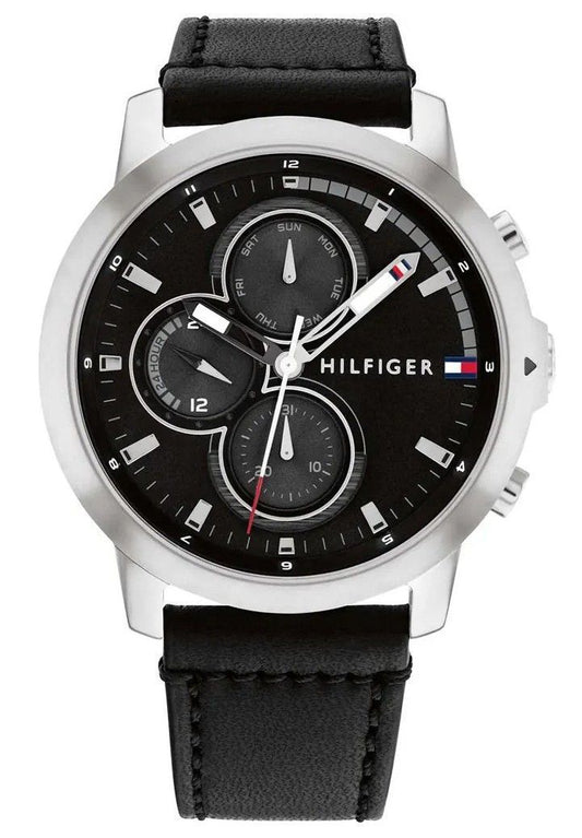 Tommy Hilfiger Jameson Leather Strap Multifunction Black Dial Quartz 1792052 Men's Watch