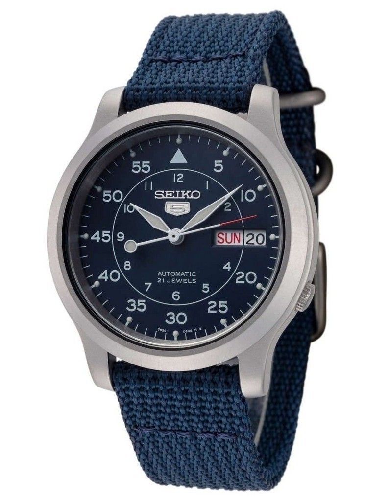 Refurbished Seiko 5 Nylon Strap Blue Dial Automatic 21 Jewels SNK807K2 Men's Watch