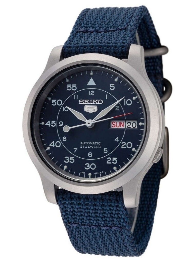 Refurbished Seiko 5 Military Nylon Strap Blue Dial Automatic 21 Jewels SNK807K2 Men's Watch
