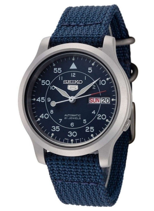Refurbished Seiko 5 Military Nylon Strap Blue Dial Automatic 21 Jewels SNK807K2 Men's Watch