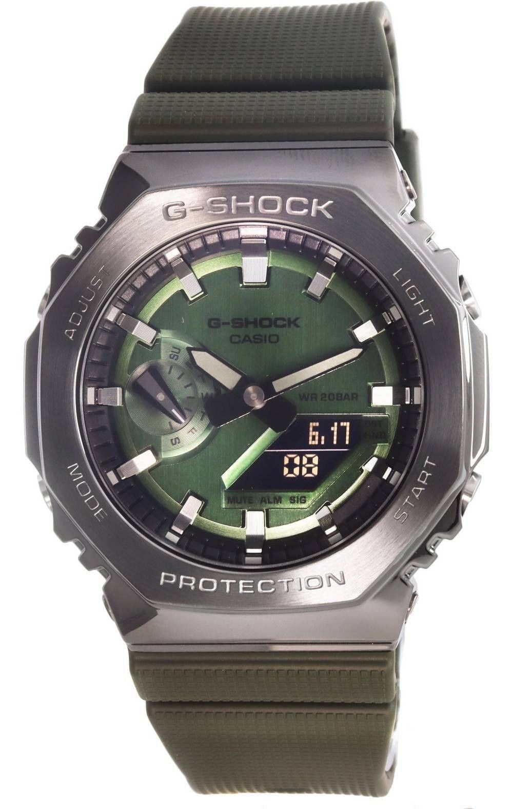 Refurbished Casio G-Shock Analog Digital Resin Strap Green Dial Quartz GM-2100B-3A 200M Men's Watch
