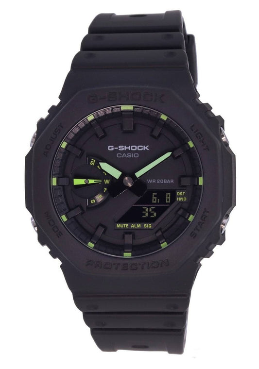 Refurbished Casio G-Shock Analog Digital Neon Accent Resin Strap Black Dial Quartz GA-2100-1A3 200M Men's Watch