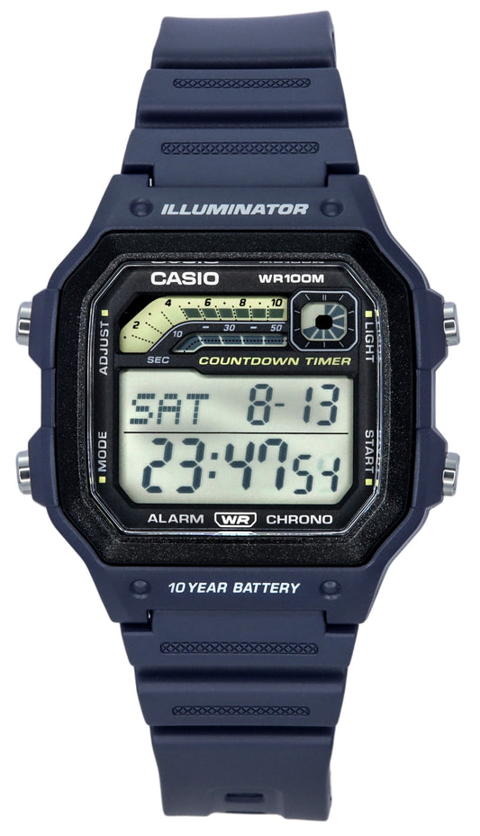 Casio Standard Digital Blue Resin Strap Quartz WS-1600H-2A 100M Men's Watch