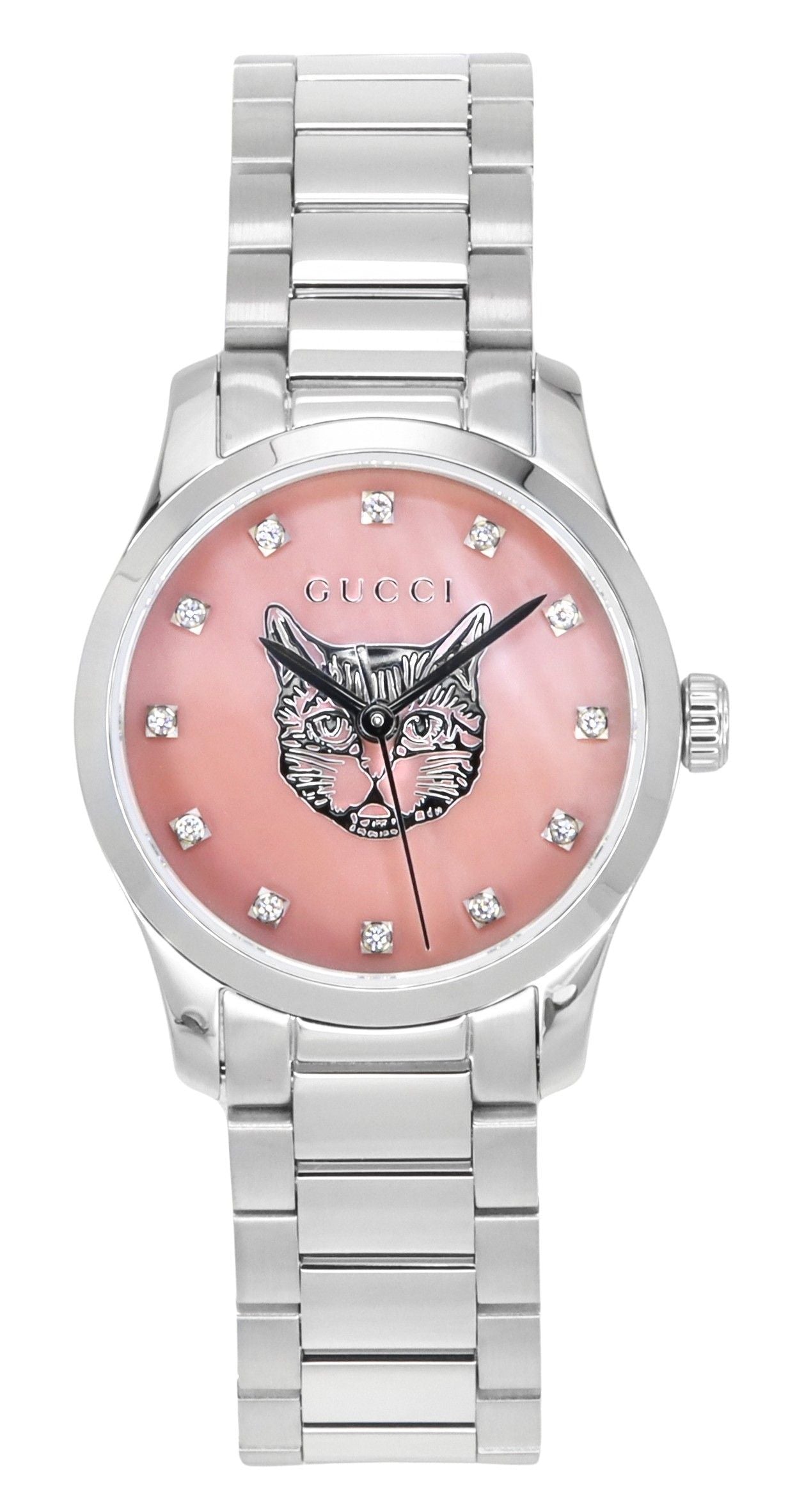 Gucci G-Timeless Diamond Accents Pink Mother of Pearl Dial Quartz YA1265025 Women's Watch