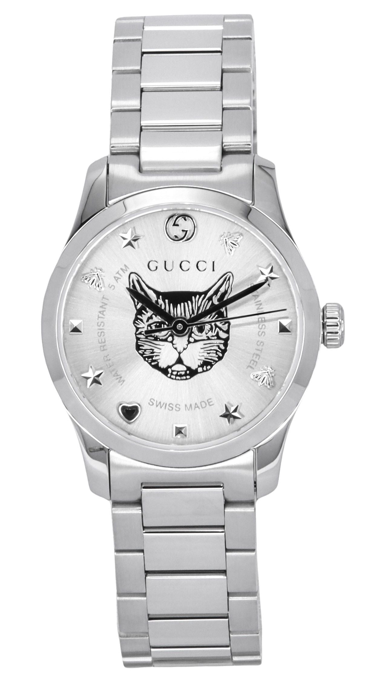 Gucci G-Timeless Stainless Steel Silver Dial Quartz YA126595 Women's Watch