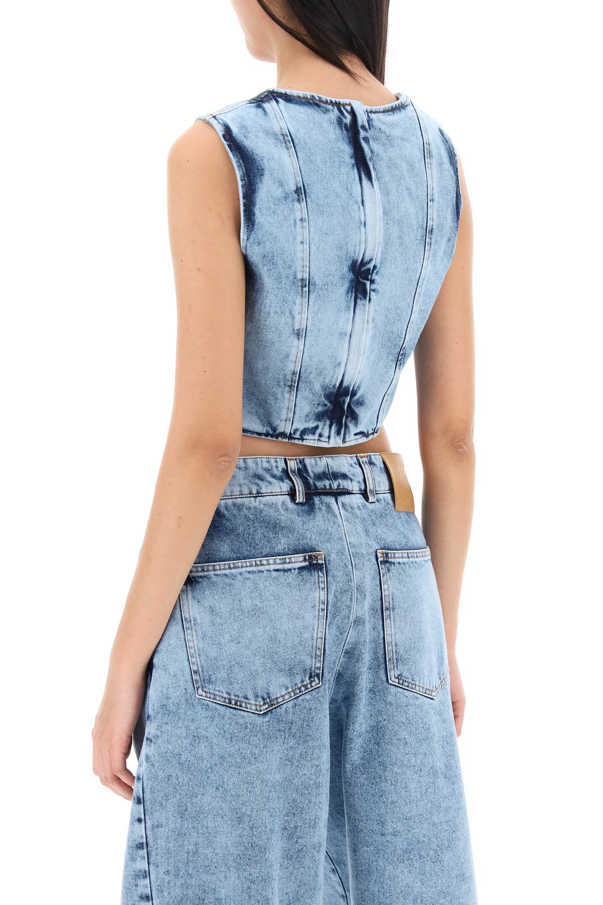 Giuseppe Di Morabito Giuseppe di morabito bustier top in marbled denim