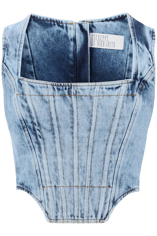 Giuseppe Di Morabito Giuseppe di morabito bustier top in marbled denim