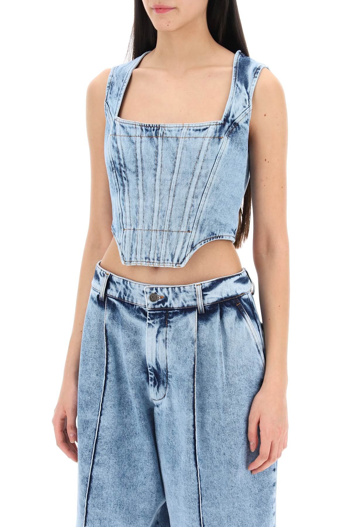 Giuseppe Di Morabito Giuseppe di morabito bustier top in marbled denim