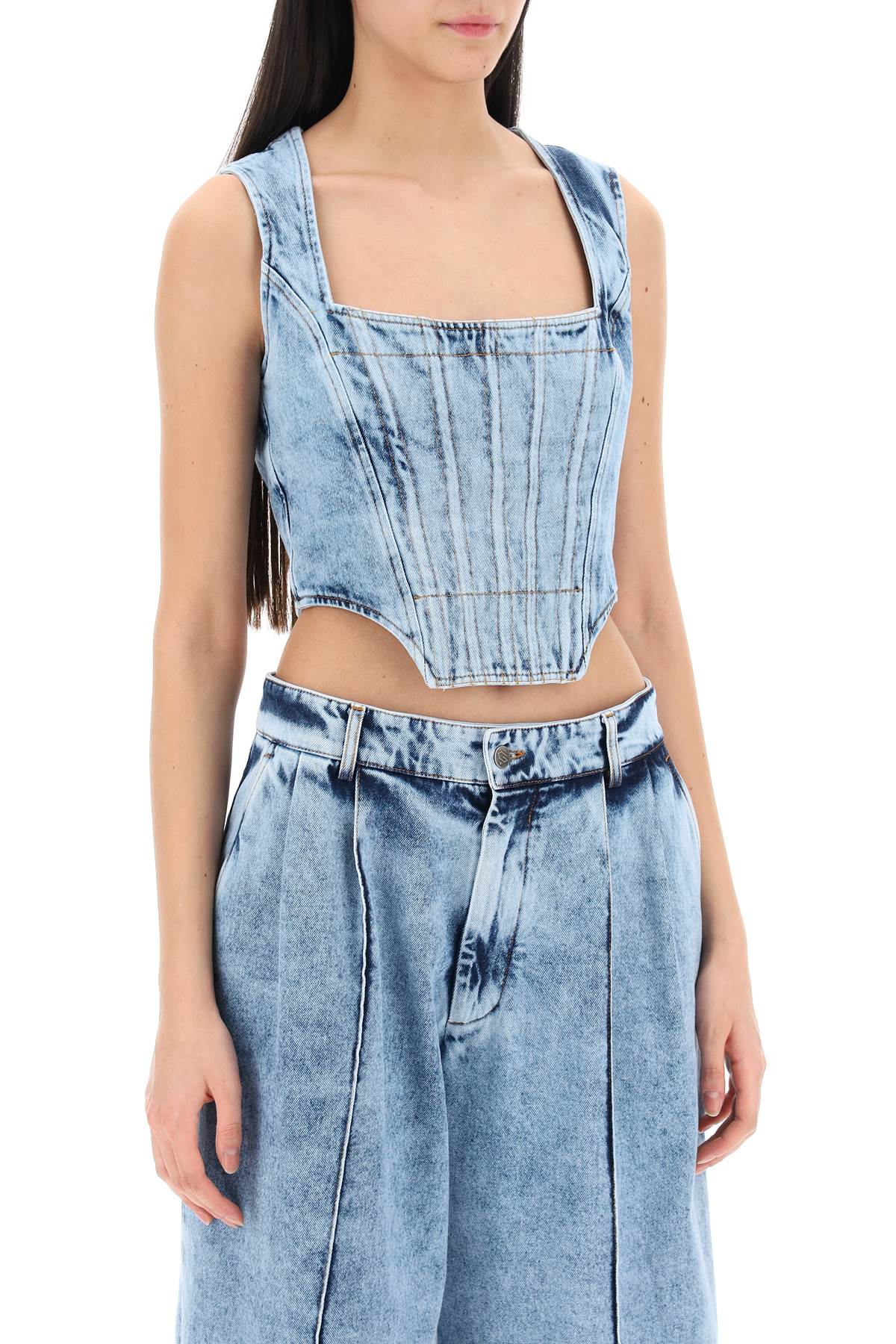 Giuseppe Di Morabito Giuseppe di morabito bustier top in marbled denim