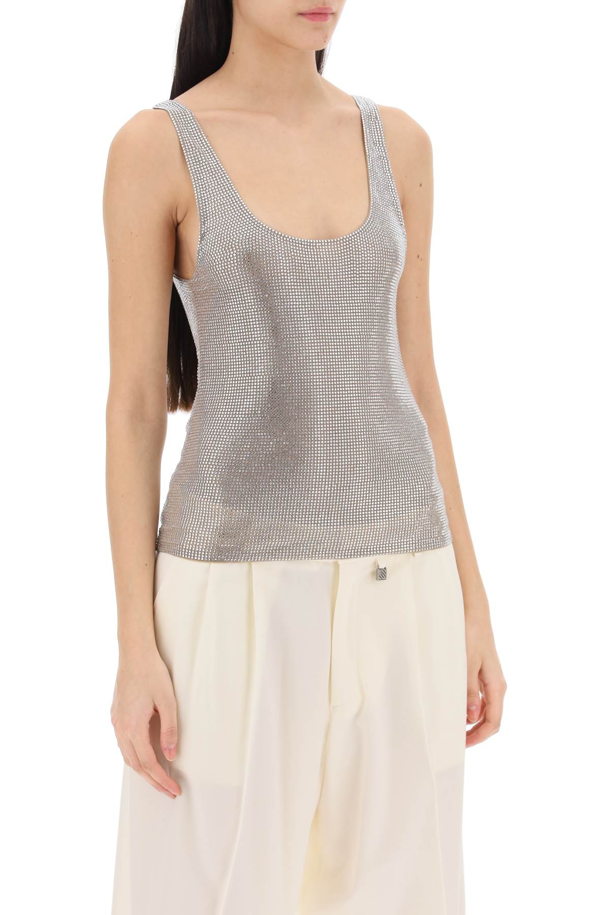 Giuseppe Di Morabito Giuseppe di morabito rhinestone mesh tank top