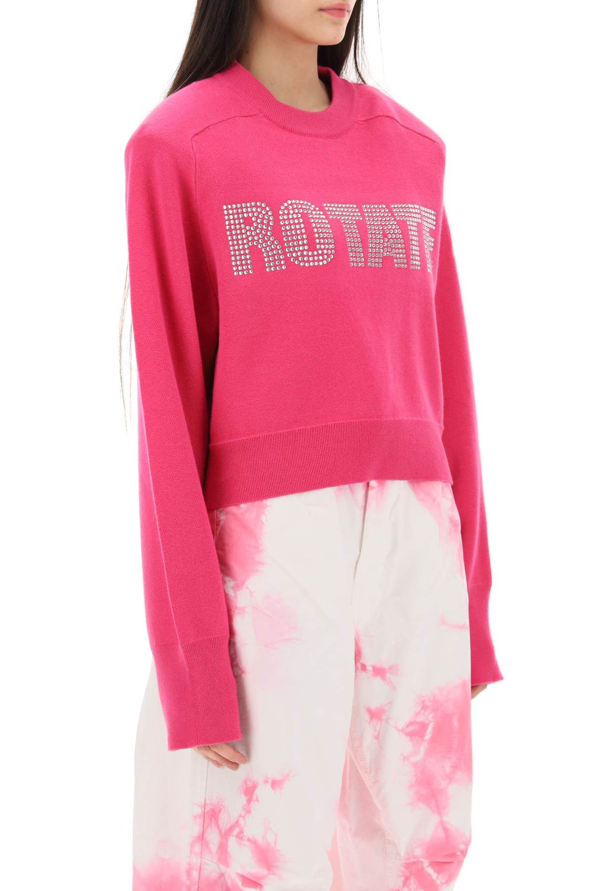 Rotate Rotate rhinestone logo organic cotton sweater