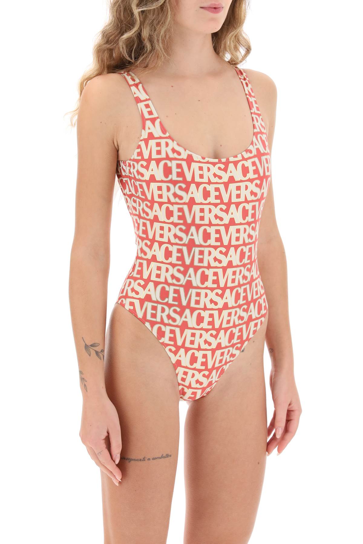 Versace Versace versace allover one-piece swimwear