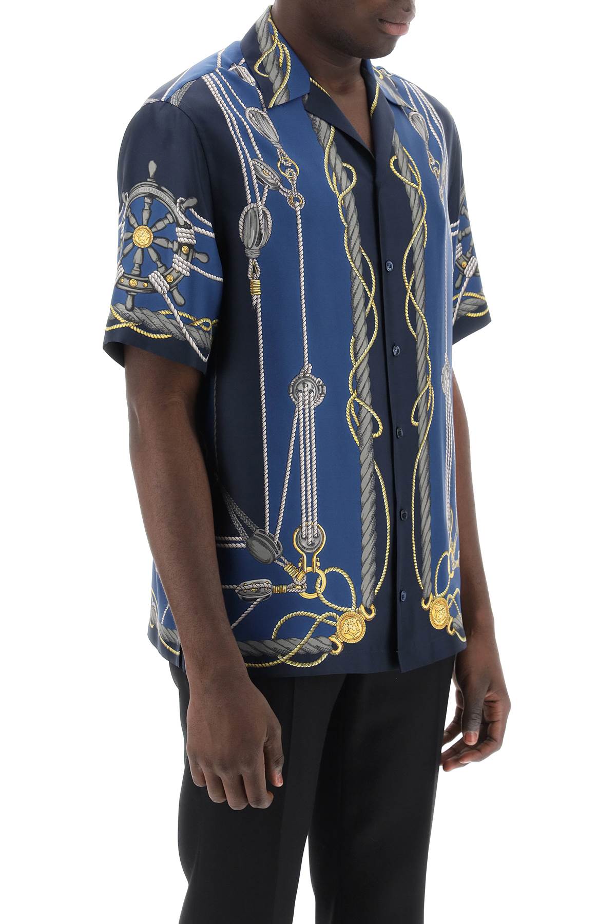 Versace Versace versace nautical bowling shirt