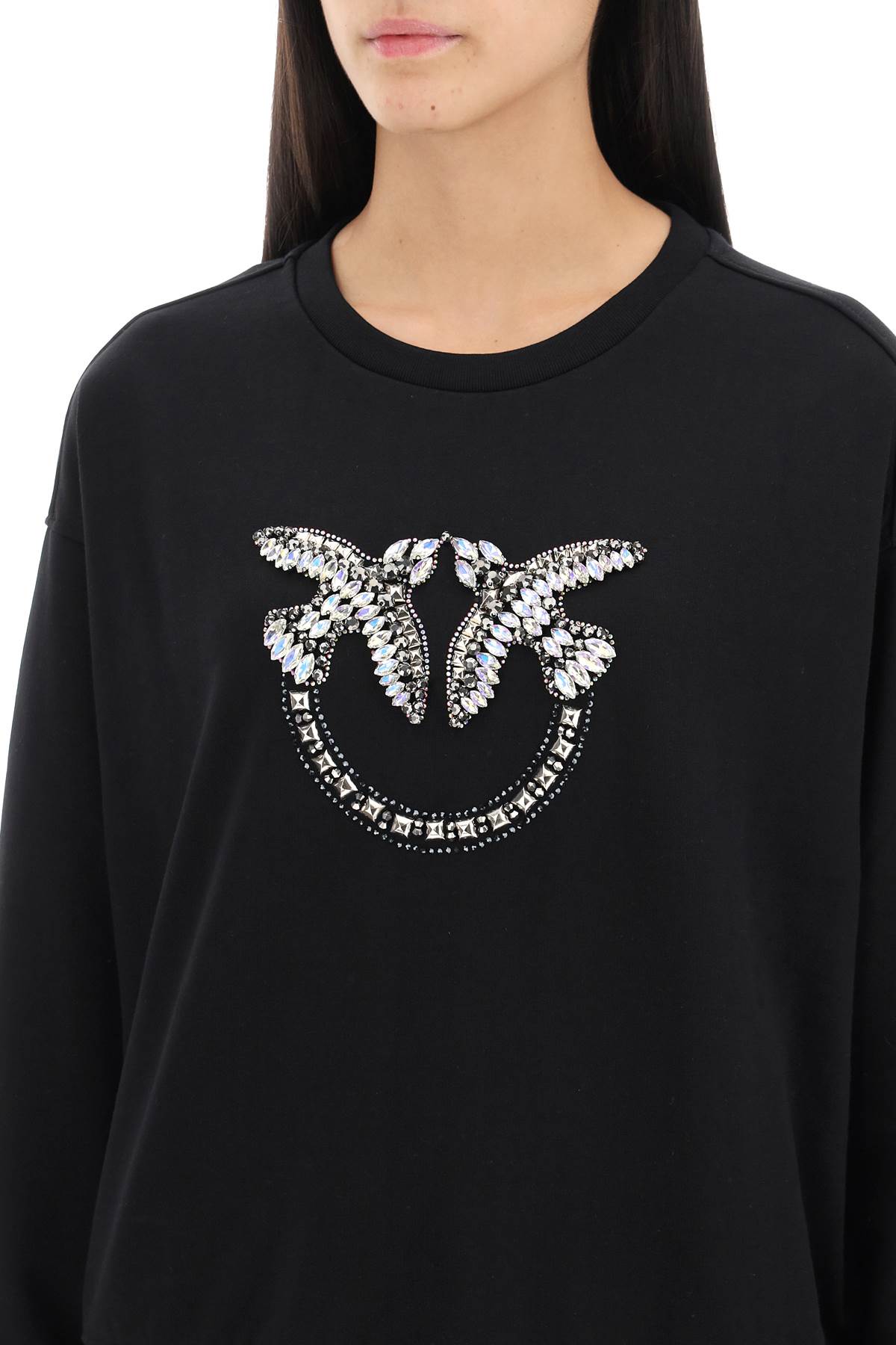 Pinko Pinko nelly sweatshirt with love birds embroidery