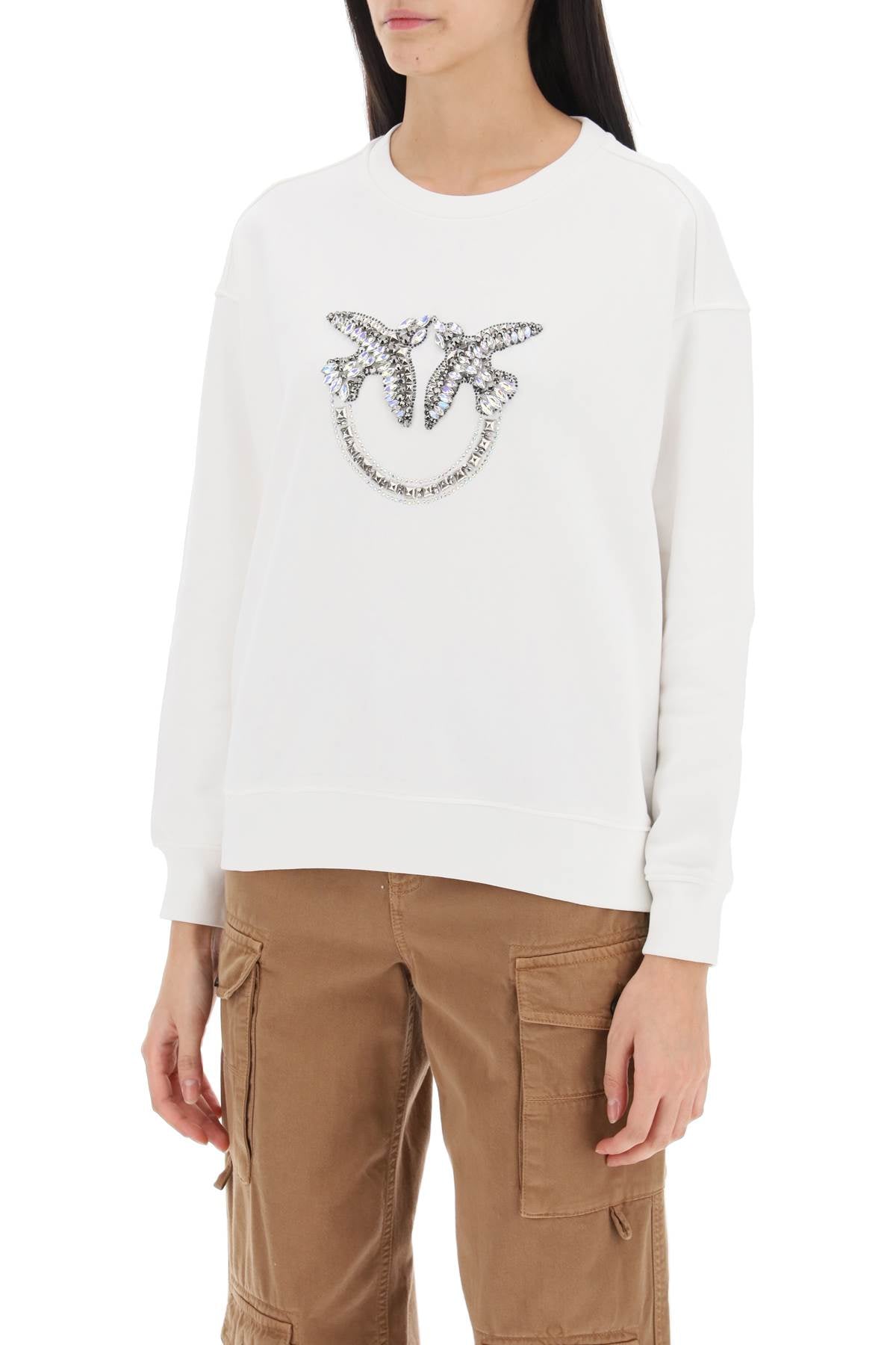 Pinko Pinko nelly sweatshirt with love birds embroidery