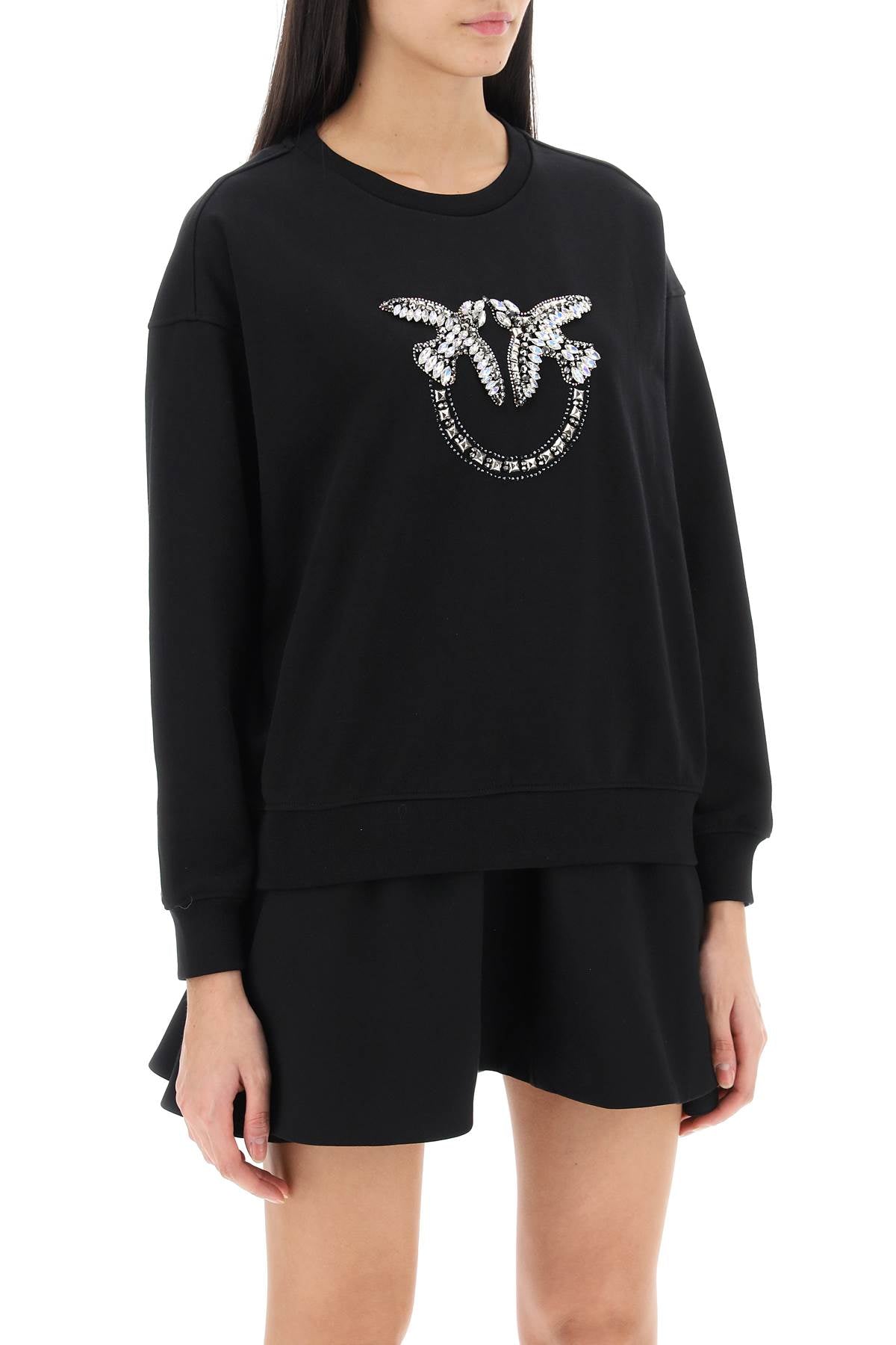 Pinko Pinko nelly sweatshirt with love birds embroidery