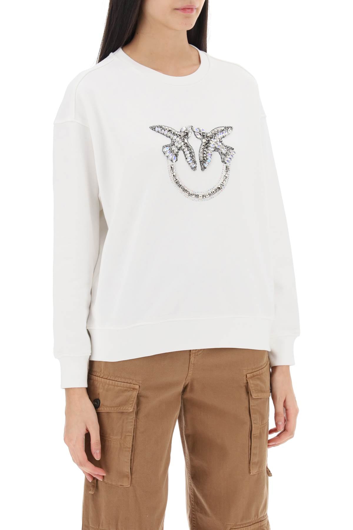 Pinko Pinko nelly sweatshirt with love birds embroidery