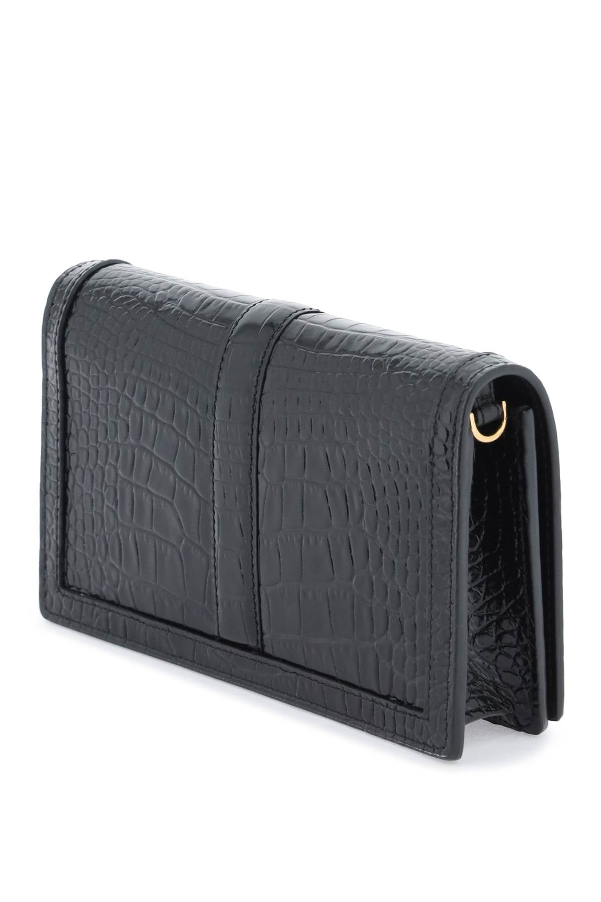 Versace Versace croco-embossed leather greca goddes crossbody bag