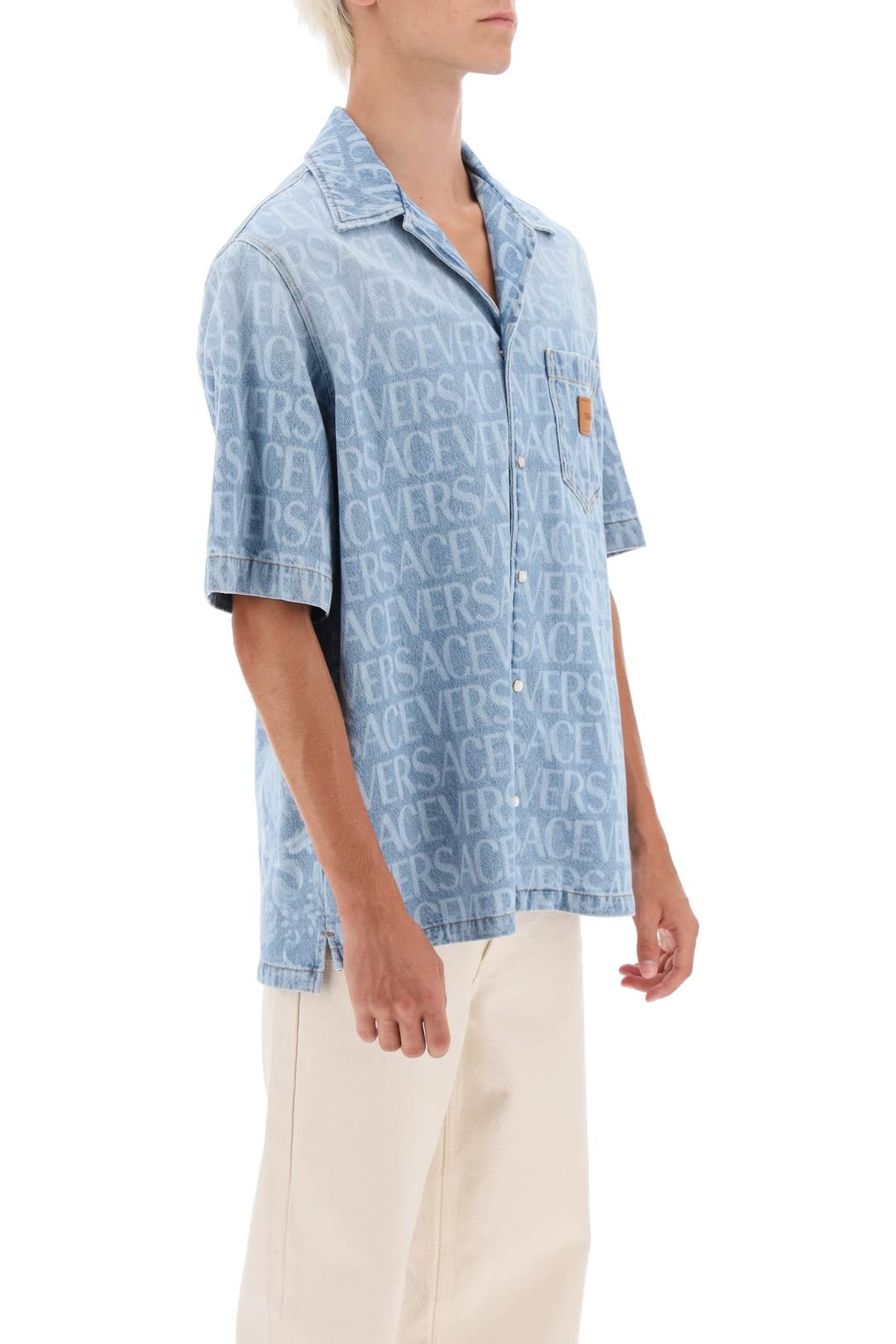 Versace Versace americana fit short sleeve denim shirt