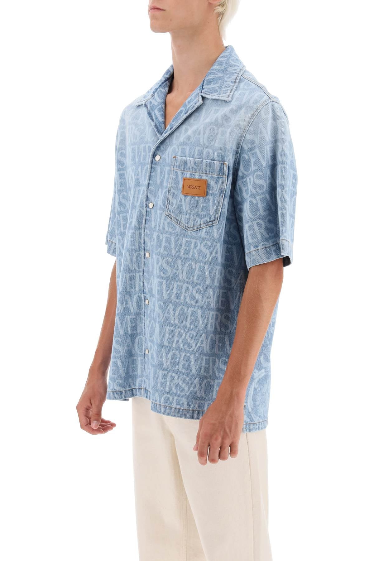 Versace Versace americana fit short sleeve denim shirt