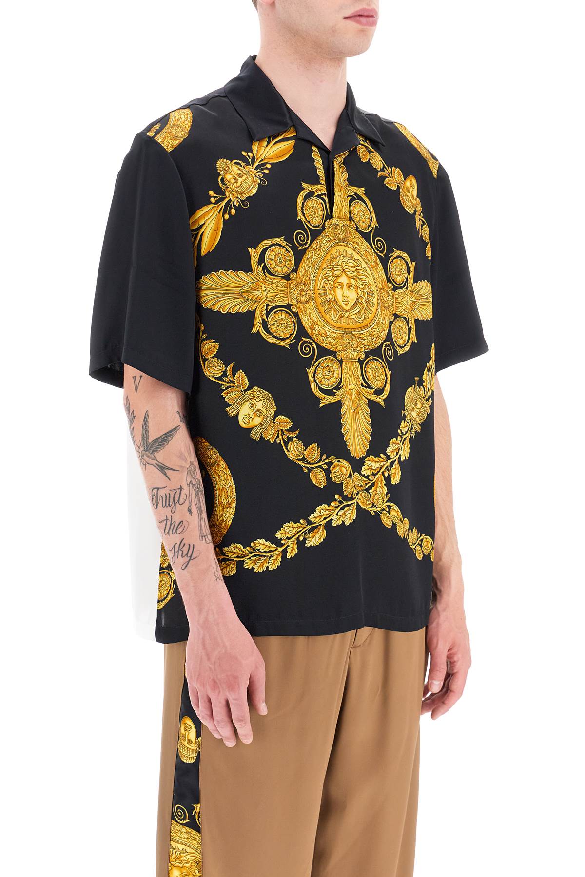 Versace Versace mascher baroque satin polo shirt