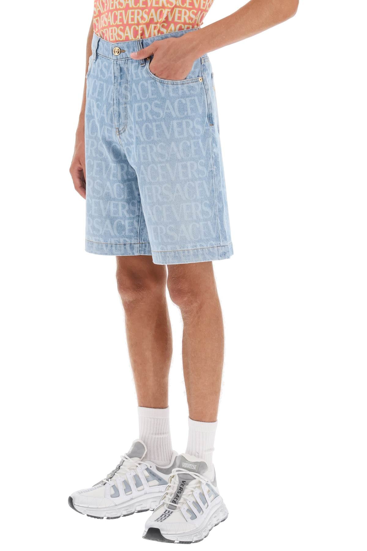 Versace Versace allover versace denim shorts