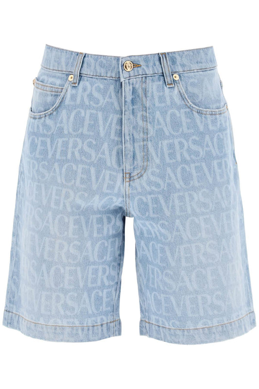 Versace Versace allover versace denim shorts