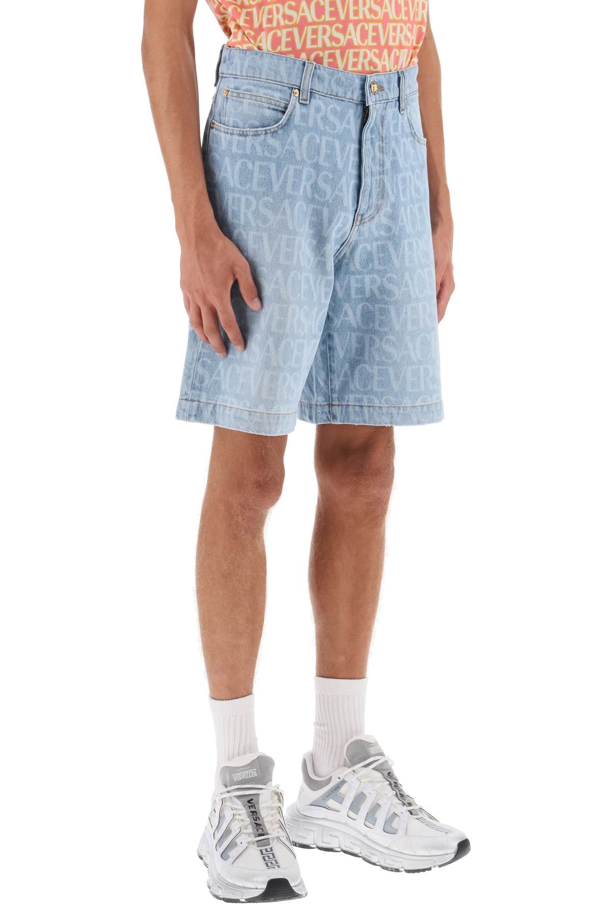 Versace Versace allover versace denim shorts