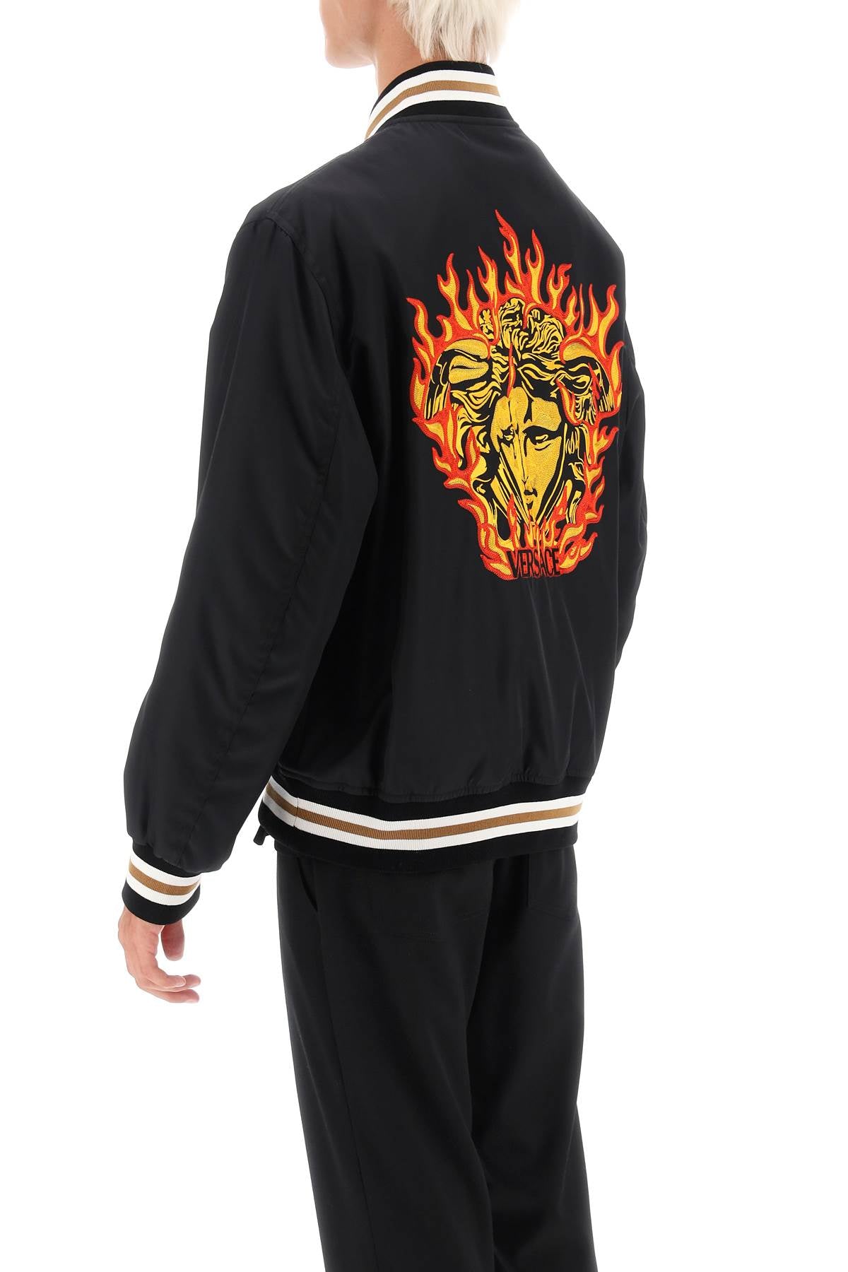 Versace medusa flame nylon bomber jacket