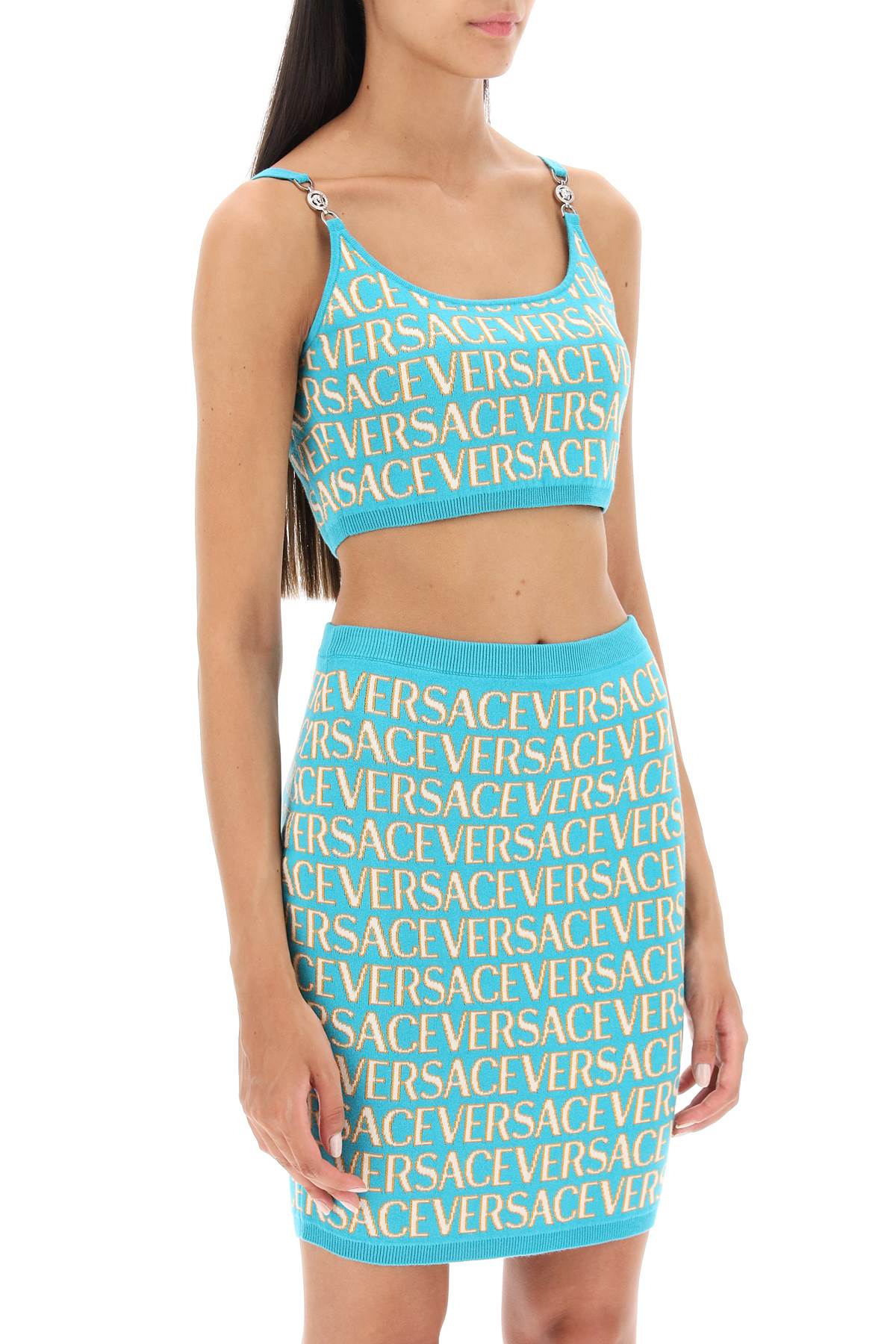 Versace Versace monogram knit crop top