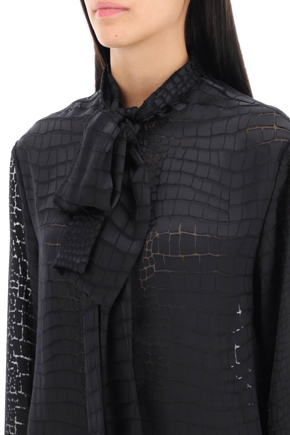 Versace Versace crocodile effect tie-neck shirt