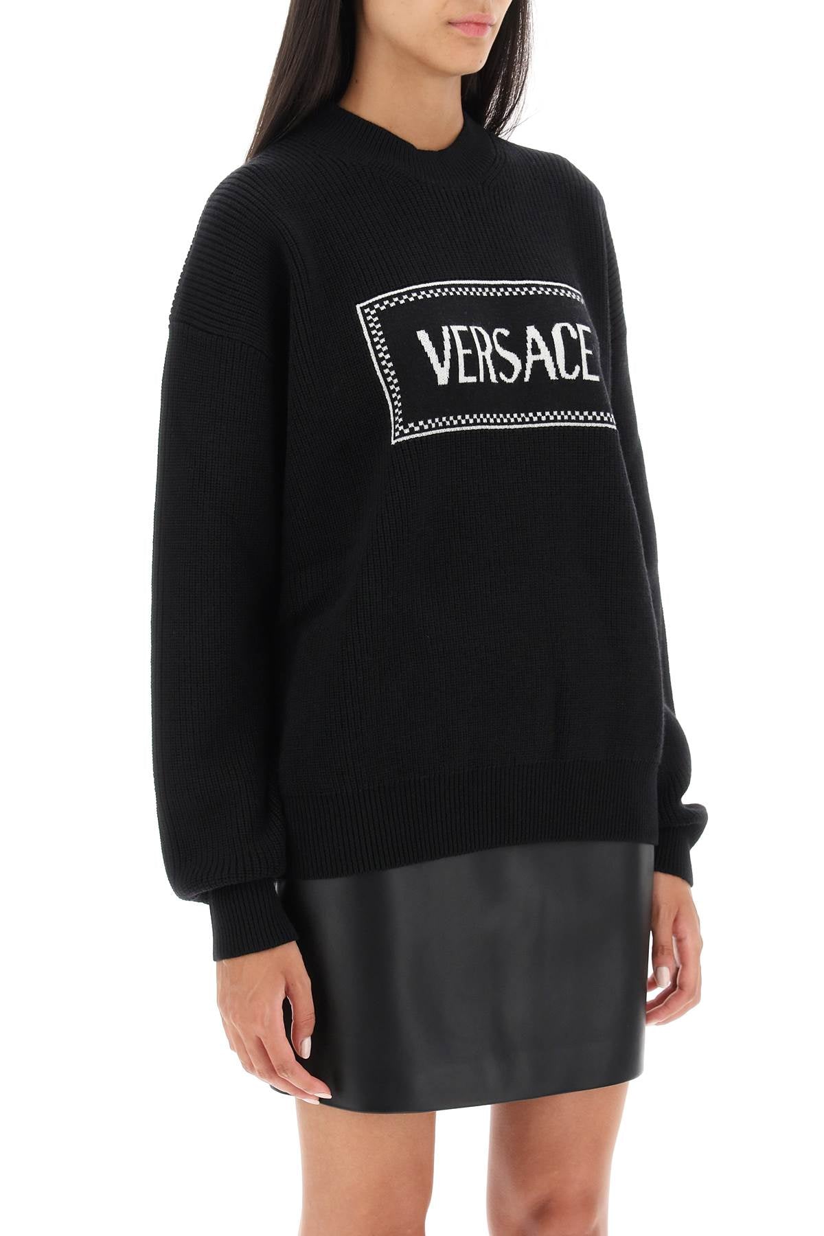 Versace Versace crew-neck sweater with logo inlay