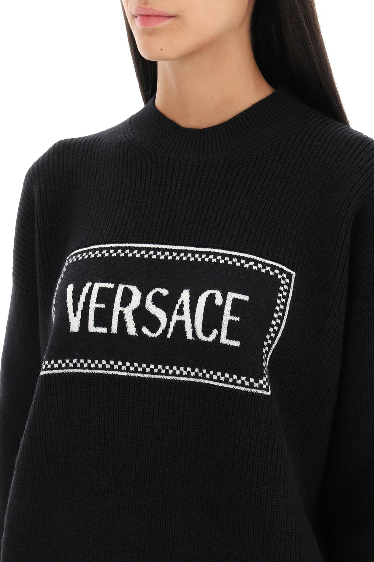 Versace Versace crew-neck sweater with logo inlay