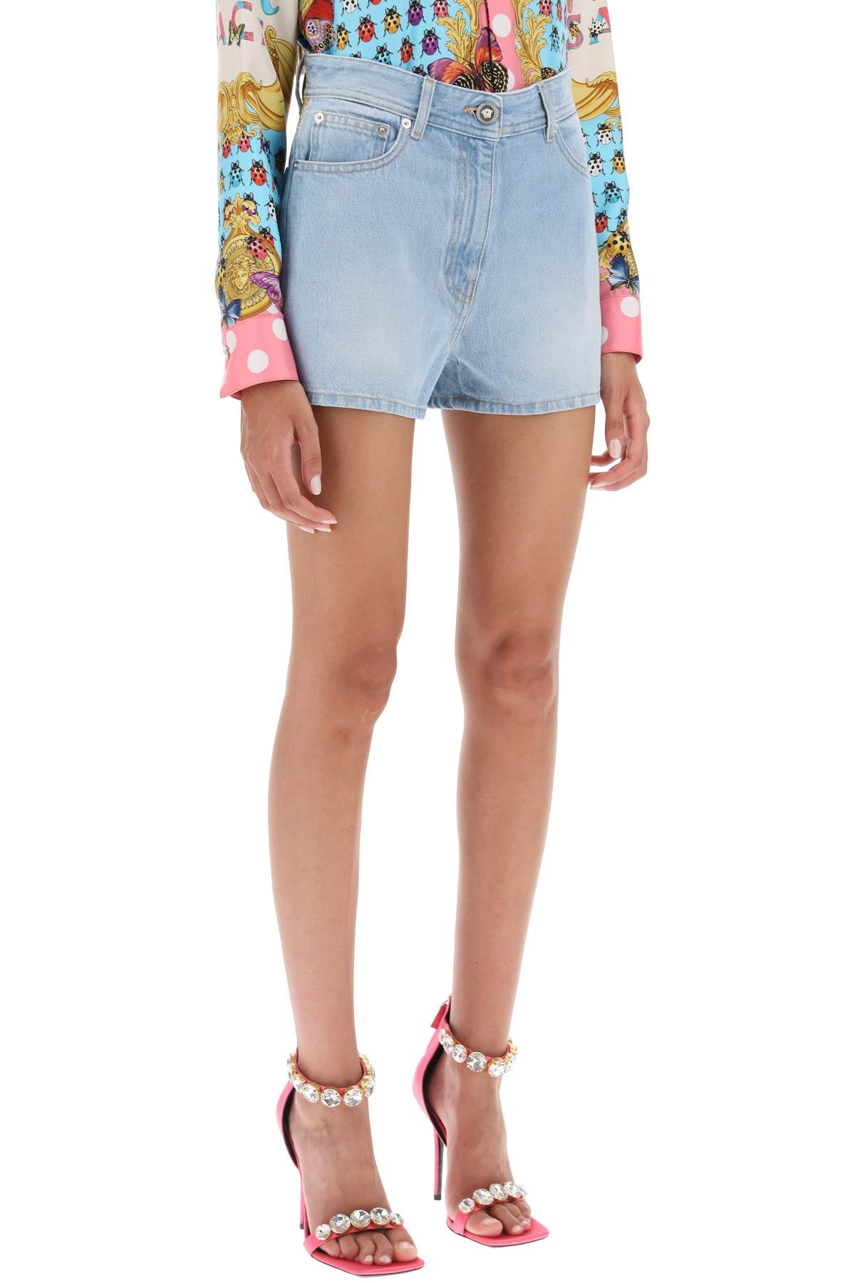 Versace Versace butterflies & ladybugs denim shorts