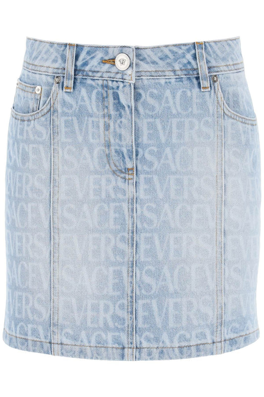 Versace Versace monogram denim mini skirt