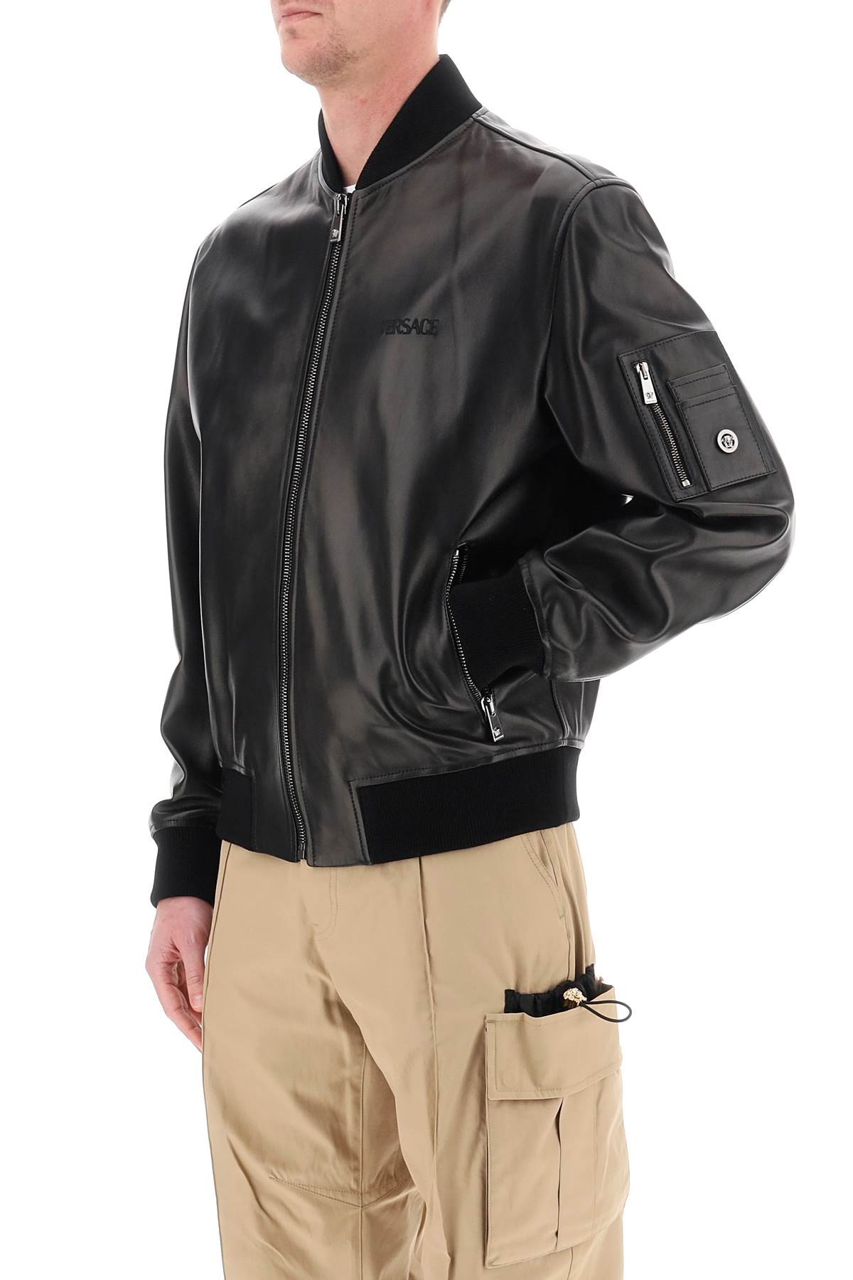 Versace Versace leather bomber jacket