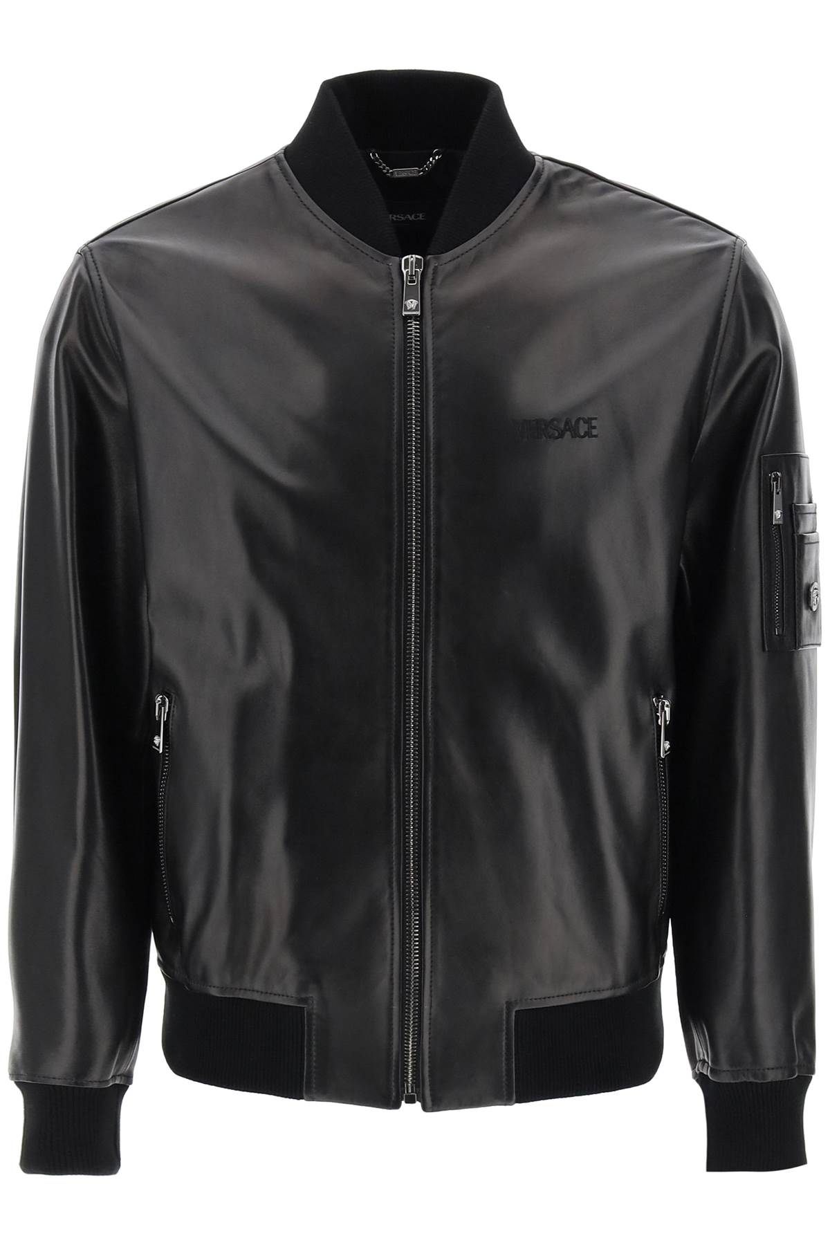 Versace Versace leather bomber jacket