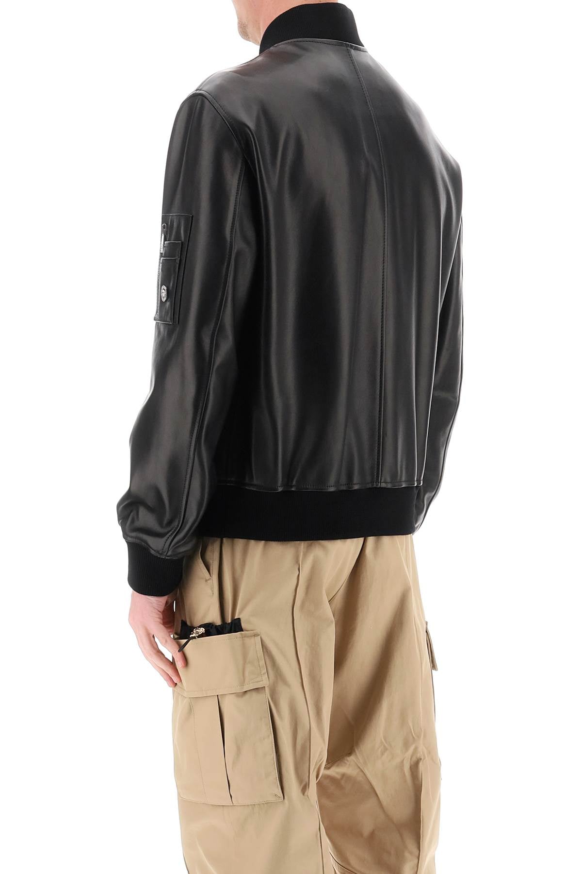 Versace Versace leather bomber jacket